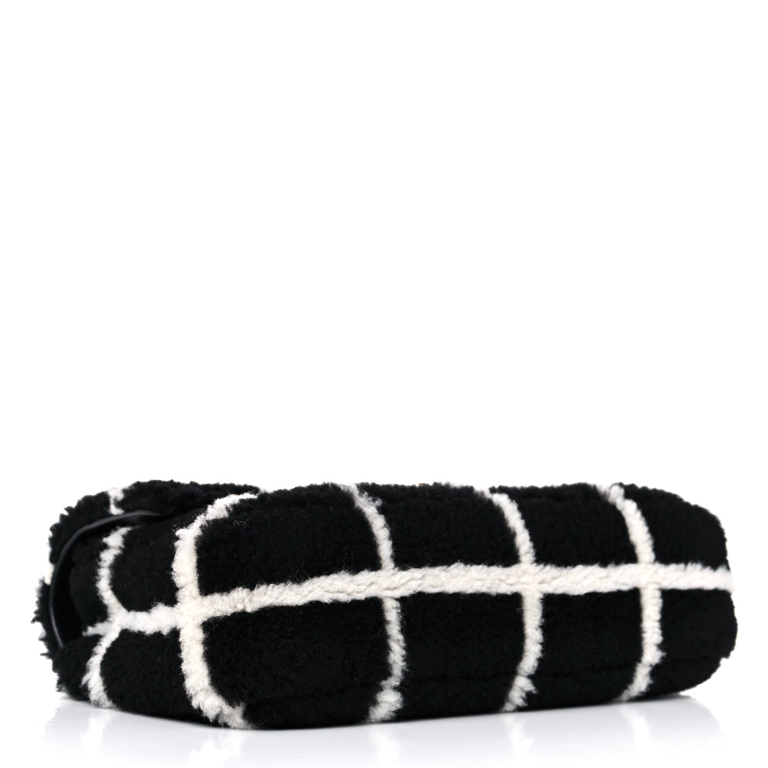 Chanel Shearling Lambskin Large Fluffy Tartan Single Flap Black White 4 of 10