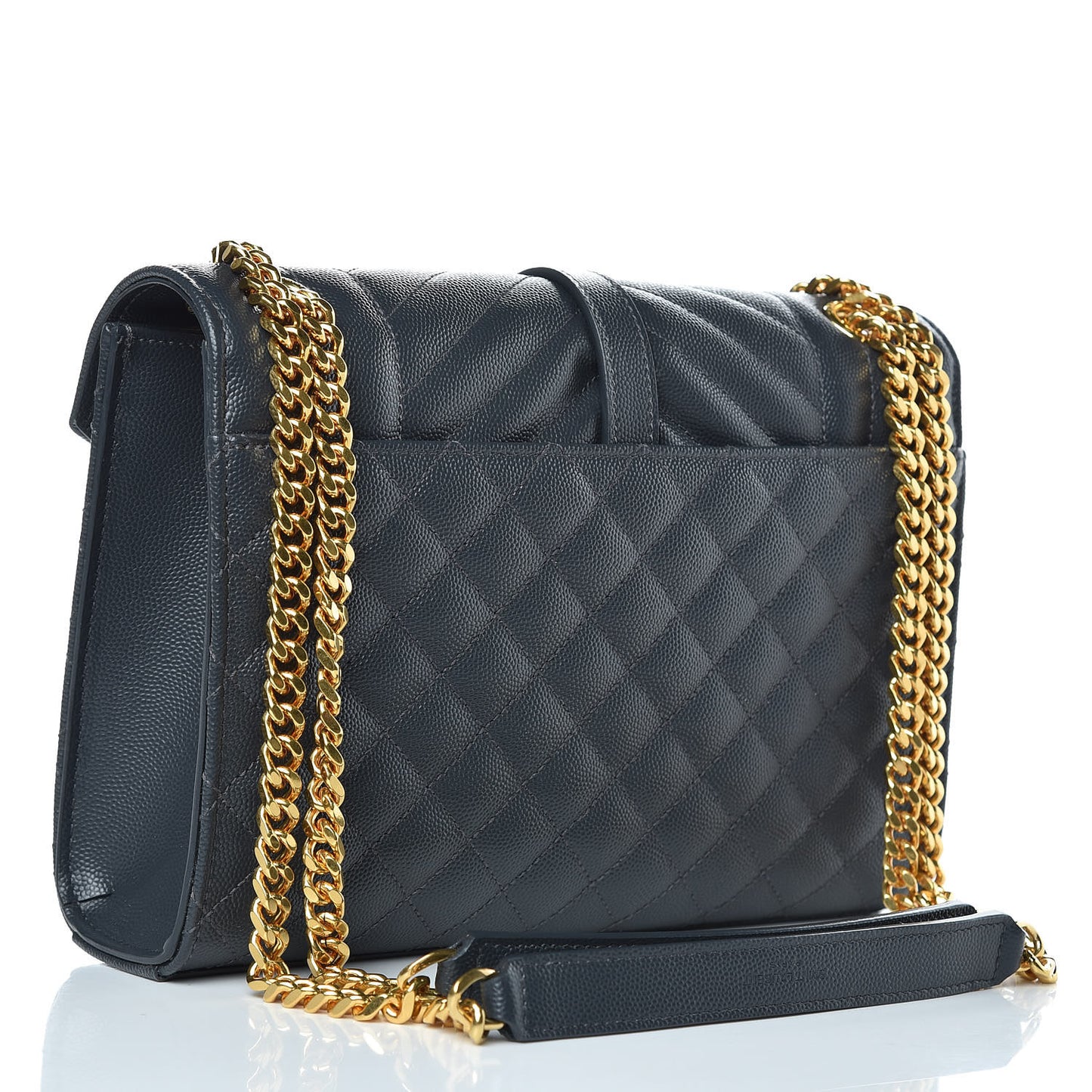Grain De Poudre Textured Mixed Matelasse Triquilt Medium Monogram Satchel Dark Smog