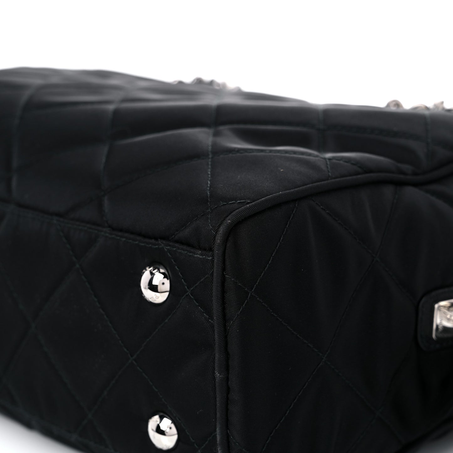 Nylon Tessuto Impuntu Quilted Shoulder Bag Black