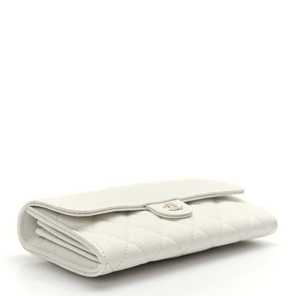 Chanel Caviar Quilted Large Gusset Flap Wallet White 4 of 10