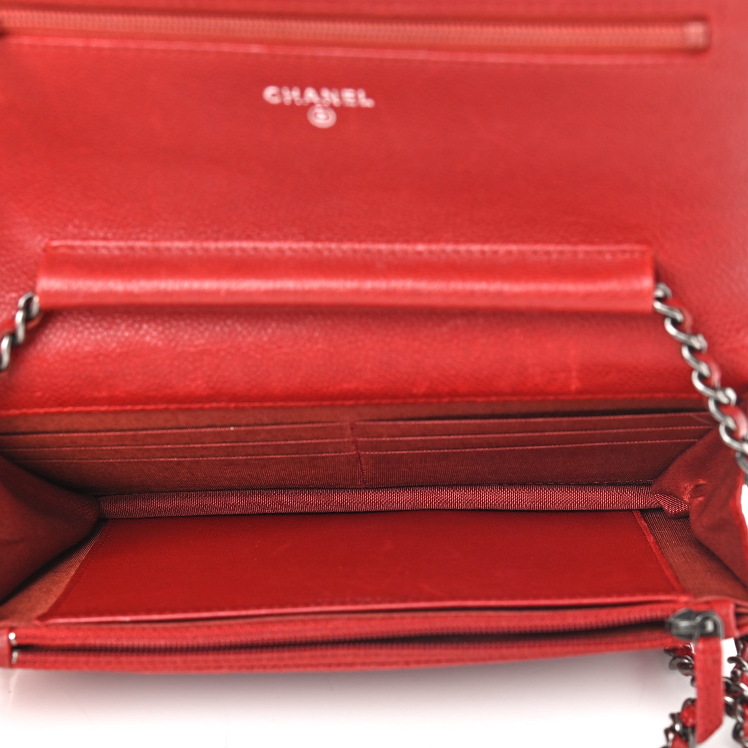 Chanel Caviar Quilted Boy Wallet On Chain WOC Red 5 of 12