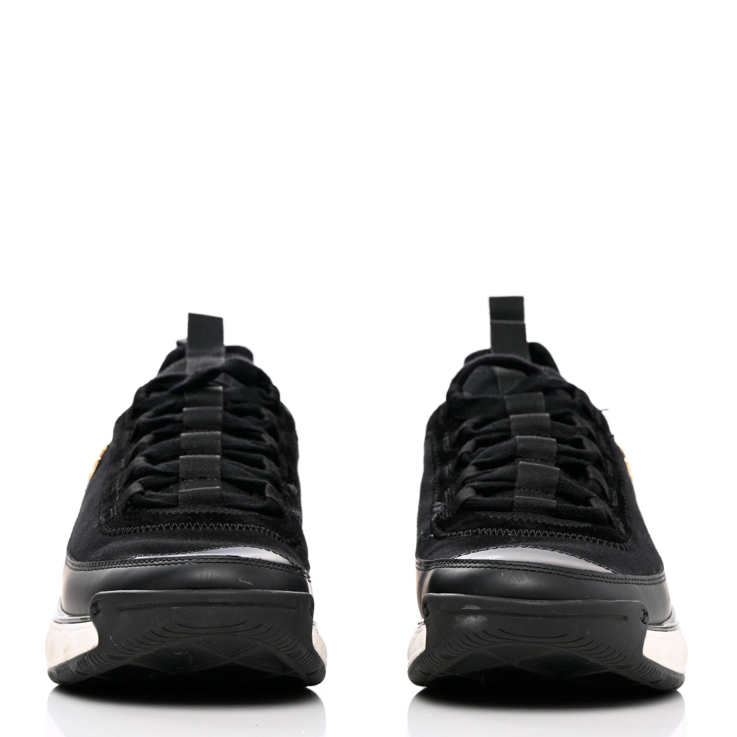 Velvet Calfskin Mixed Fibers CC Sneakers 41 Black