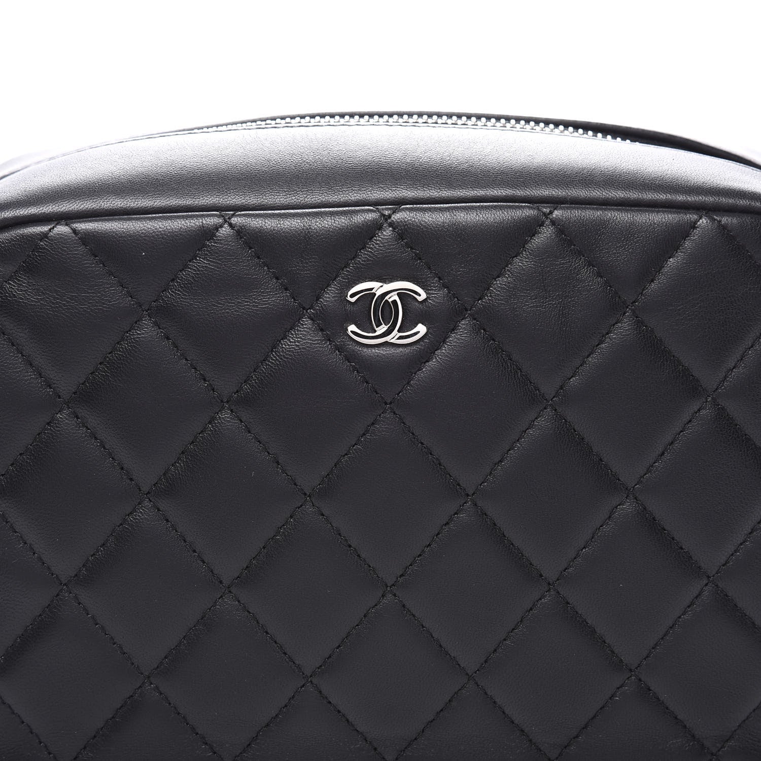 Chanel Lambskin Quilted Medium Curvy Pouch Cosmetic Case Black 9 of 9
