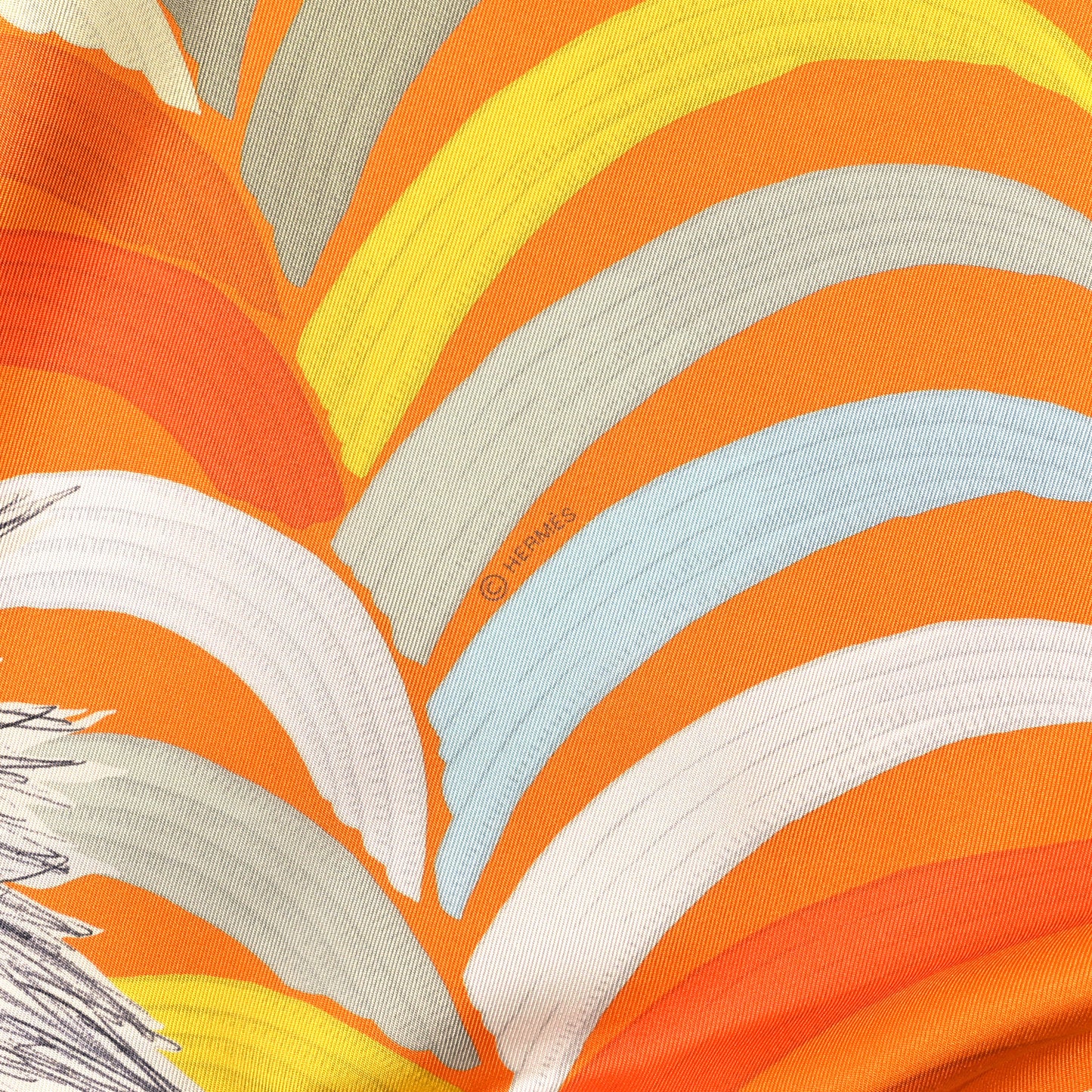 Silk Tiger Royal Double Face Scarf 90 Orange Rose Anthracite
