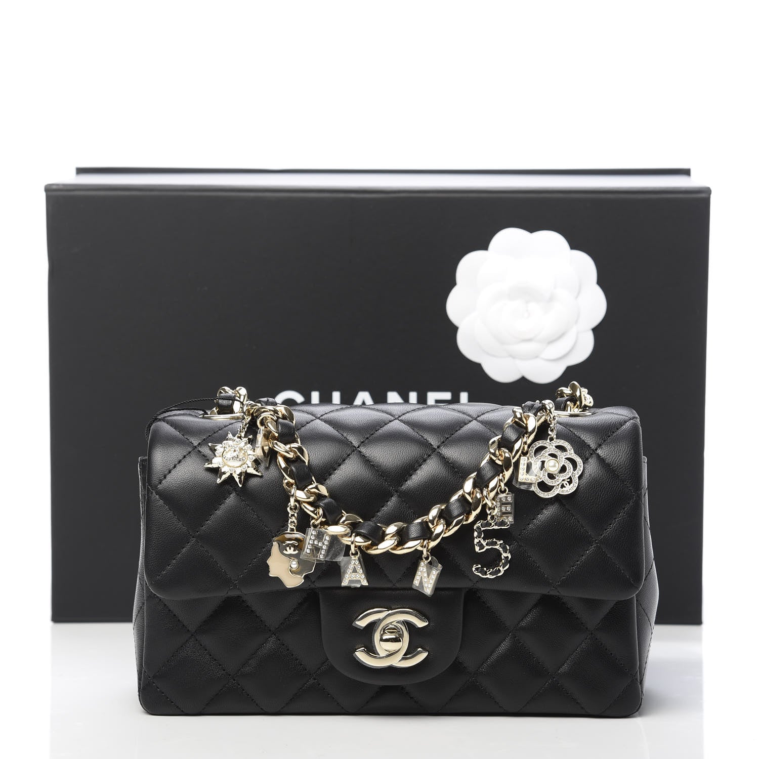 Chanel Lambskin Quilted Mini Coco Charms Rectangular Flap Black 11 of 11