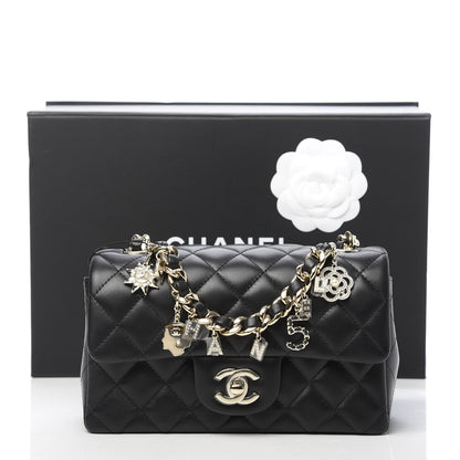 Chanel Lambskin Quilted Mini Coco Charms Rectangular Flap Black 11 of 11