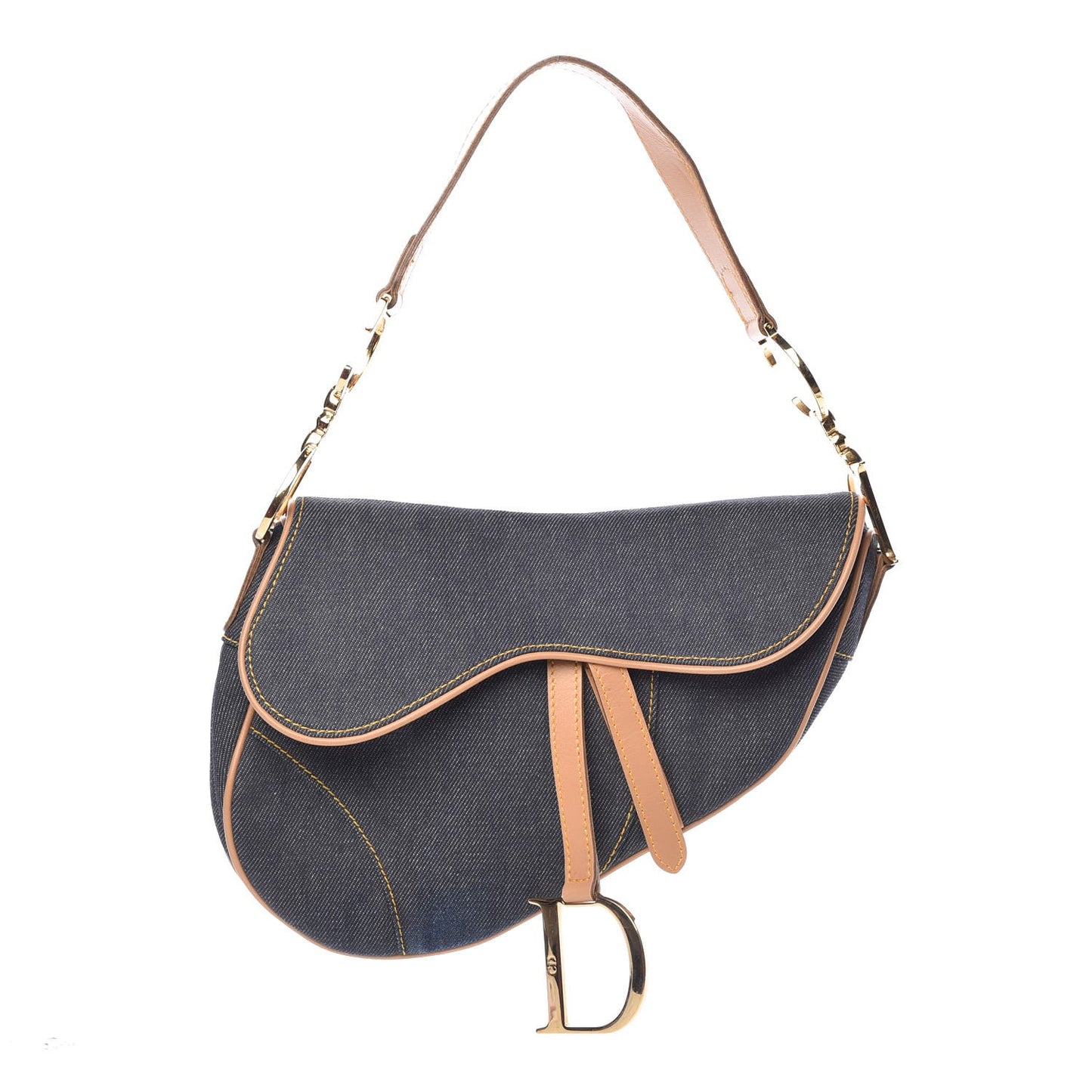 Denim Calfskin Saddle Bag Blue