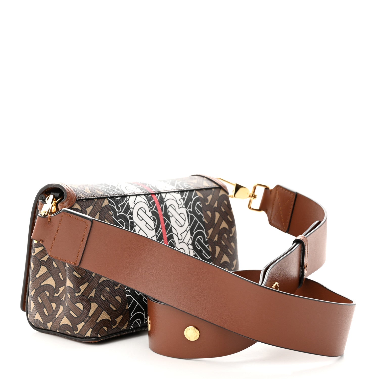Burberry E-Canvas Monogram Stripe Hackberry Crossbody Bag Bridle Brown 3 of 10