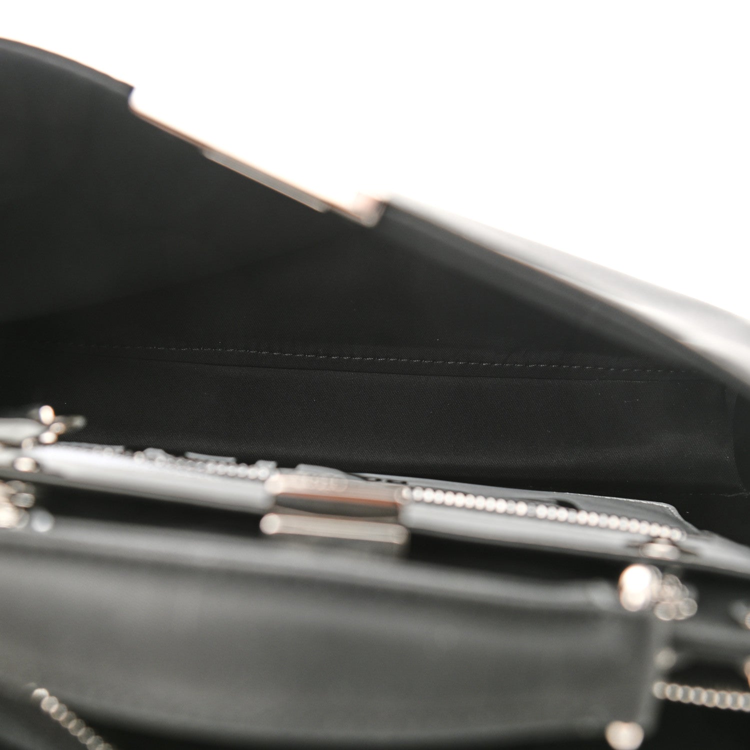Fendi Nylon Vitello Cover Logo Embossed Mini Peekaboo I SEE U Satchel Black White 6 of 12