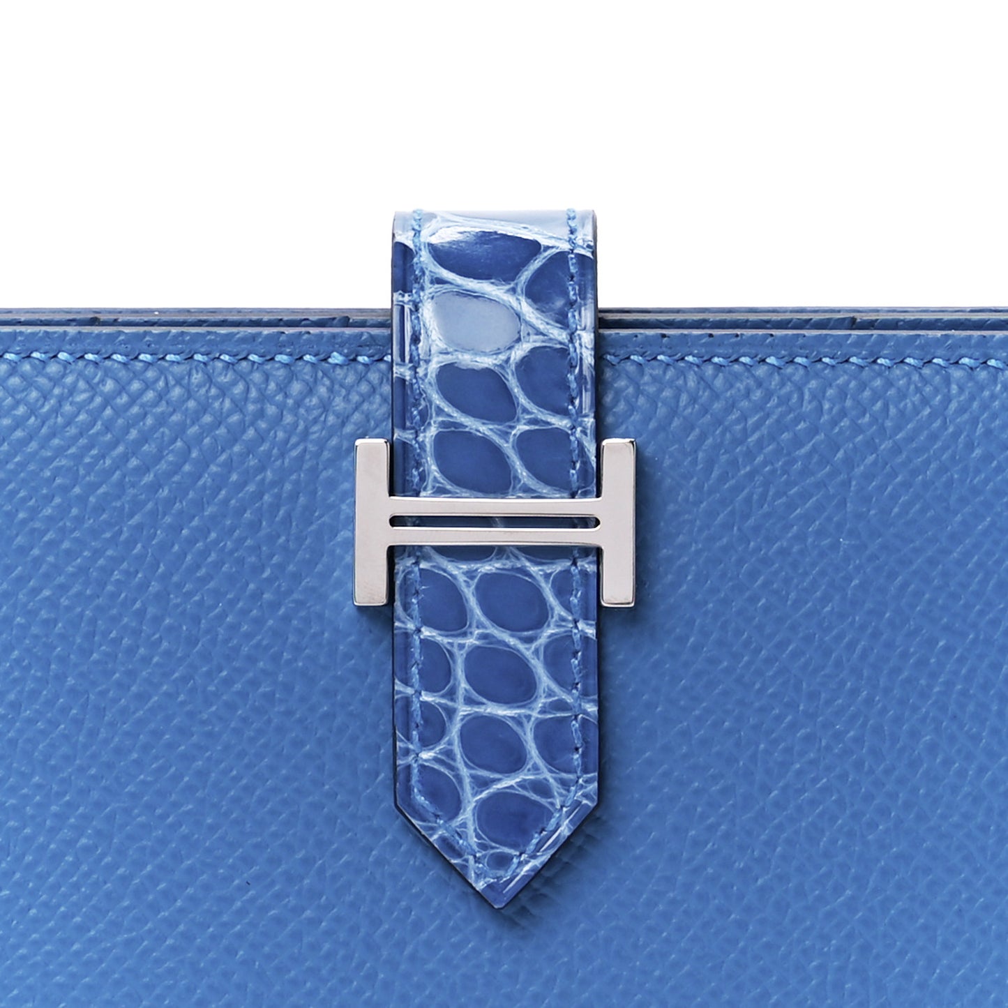Epsom Shiny Alligator Bearn Touch Gusset Wallet Mykonos Bleu Zellige