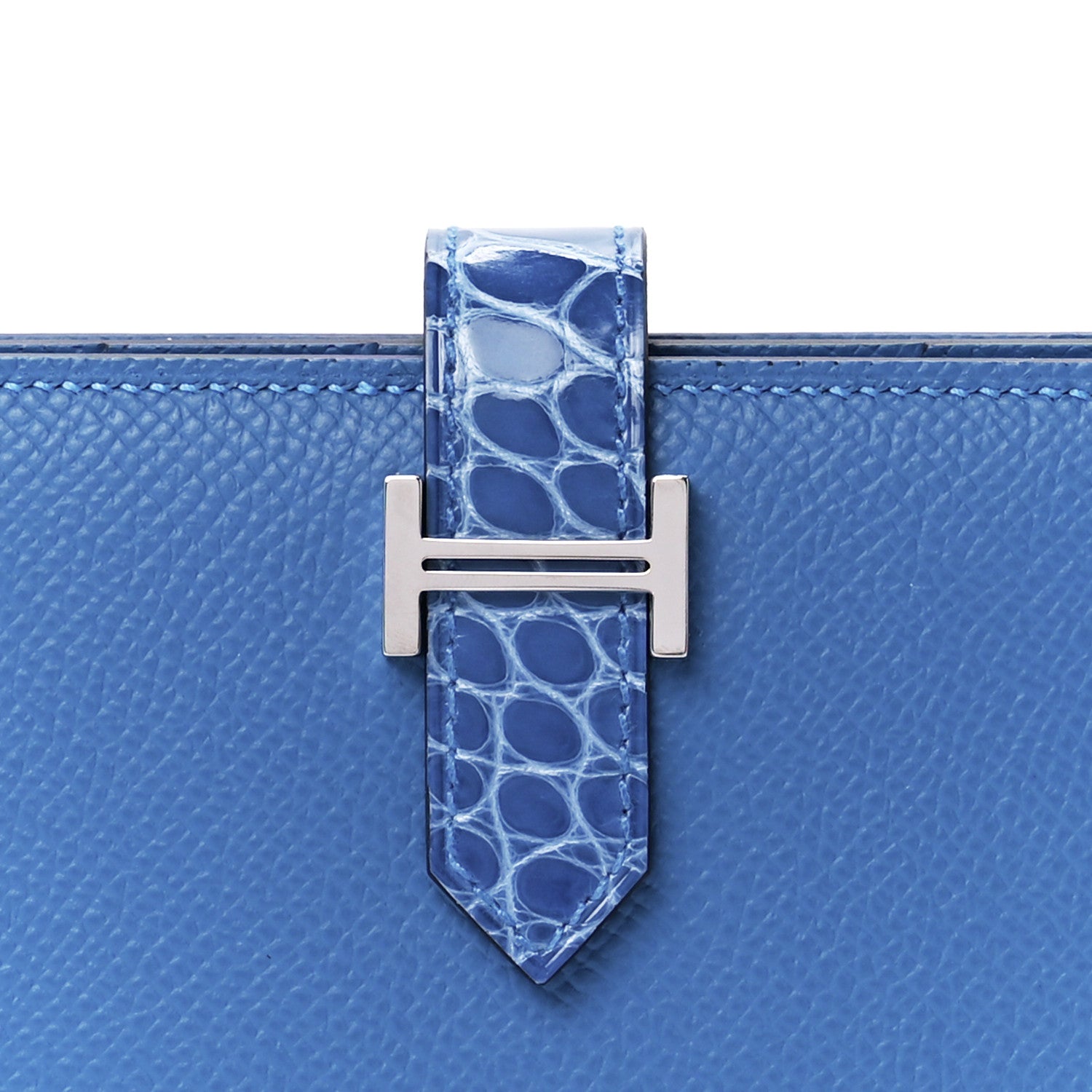 Hermes Epsom Shiny Alligator Bearn Touch Gusset Wallet Mykonos Bleu Zellige 10 of 14