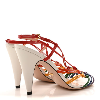 Gucci Calfskin Crystal GG Isa Ankle Strap Mid Heel Sandals 37 Multicolor 5 of 8
