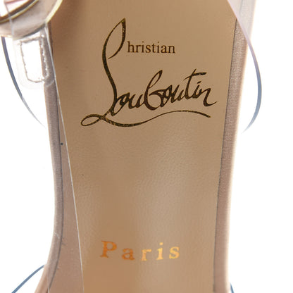 Christian Louboutin Satin PVC Specchio Naked Bow 100 Pumps 38.5 Version Nude 5 of 9