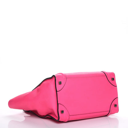 Celine Drummed Calfskin Mini Luggage Fluo Pink 4 of 7