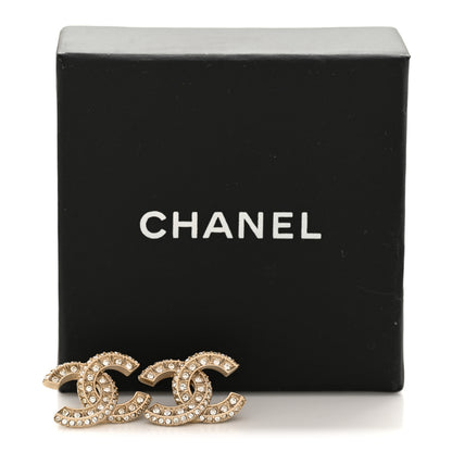 Chanel Crystal Timeless CC Earrings Light Gold 6 of 6