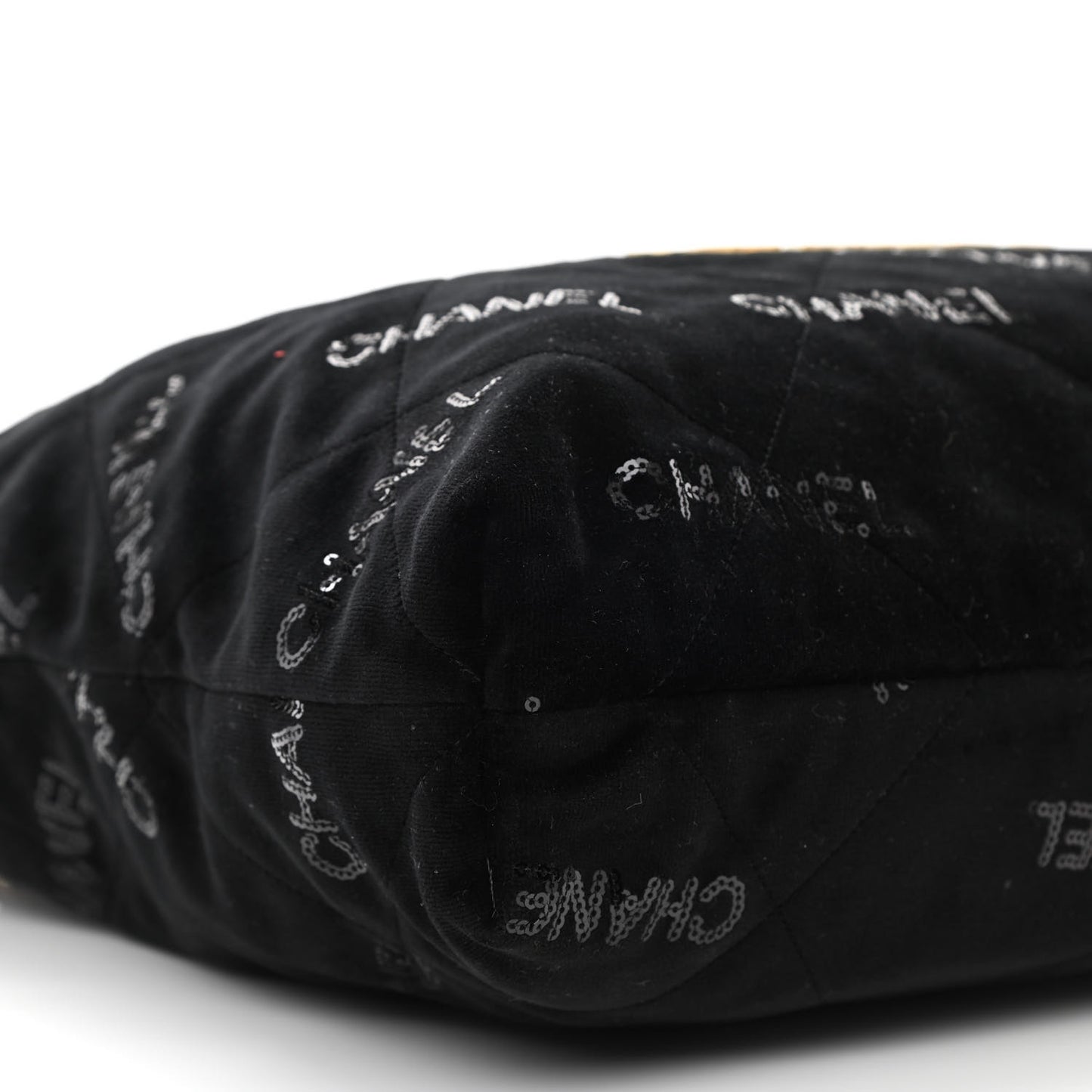 Velvet Sequin Quilted Chanel 22 Black
