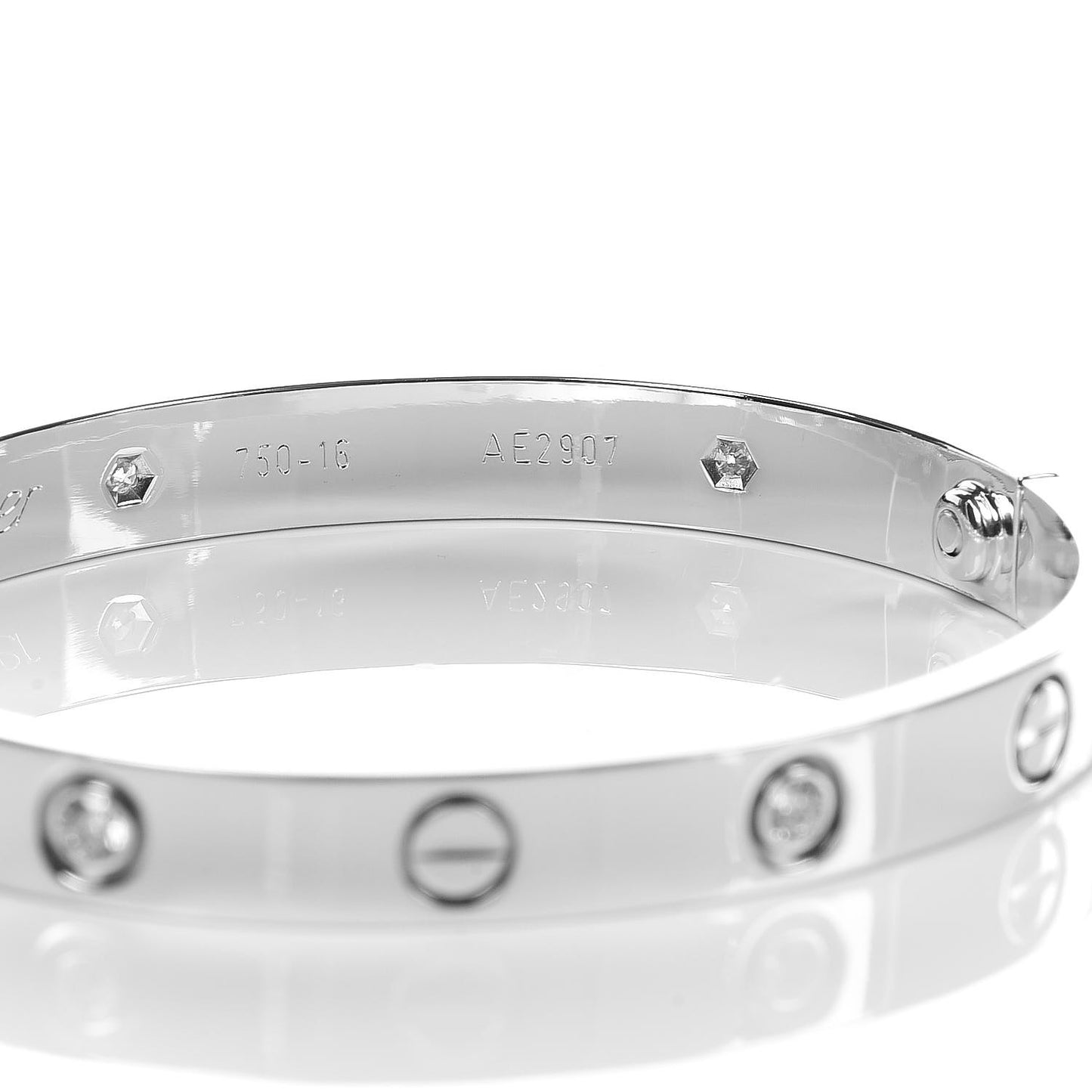 18K White Gold 6 Diamond LOVE Bracelet 16