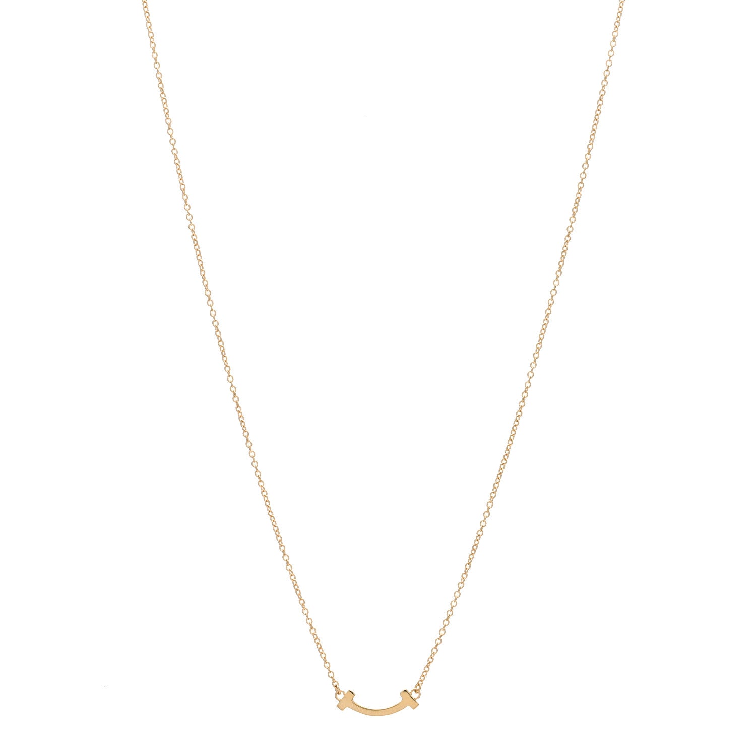 Tiffany 18K Rose Gold Mini T Smile Pendant Necklace 1 of 4