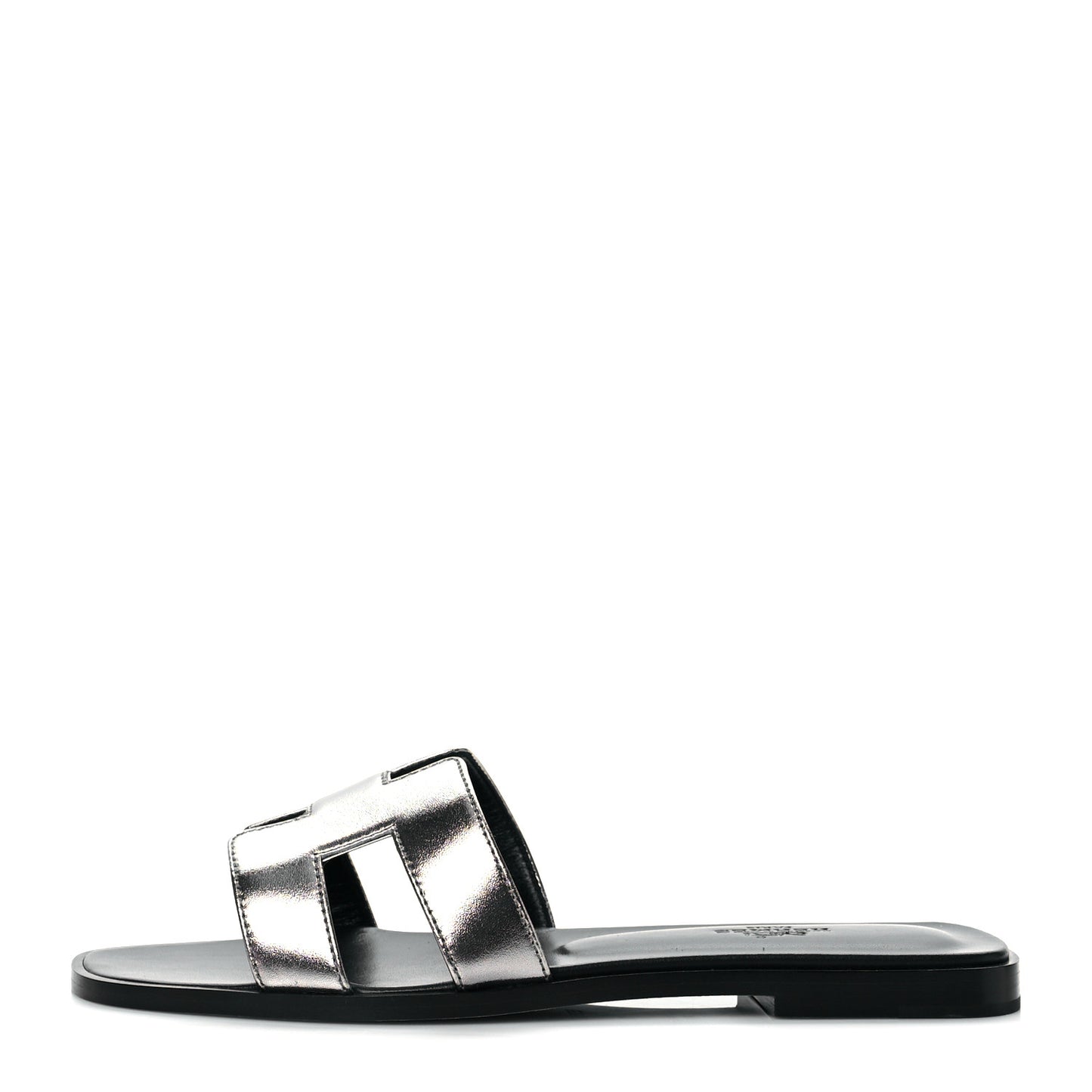 Metallic Nappa Oran Sandals 38 Gris Argente