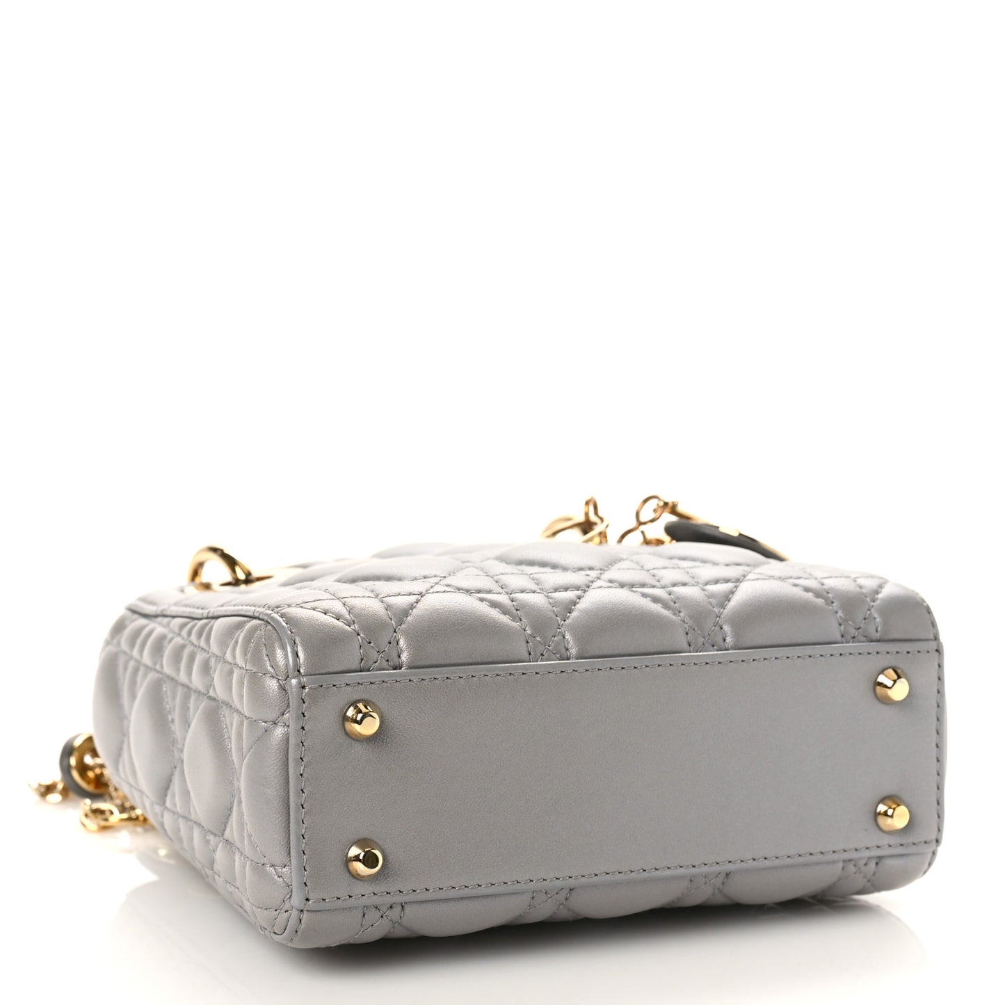 Lambskin Cannage Mini Lady Dior Gray Opaline