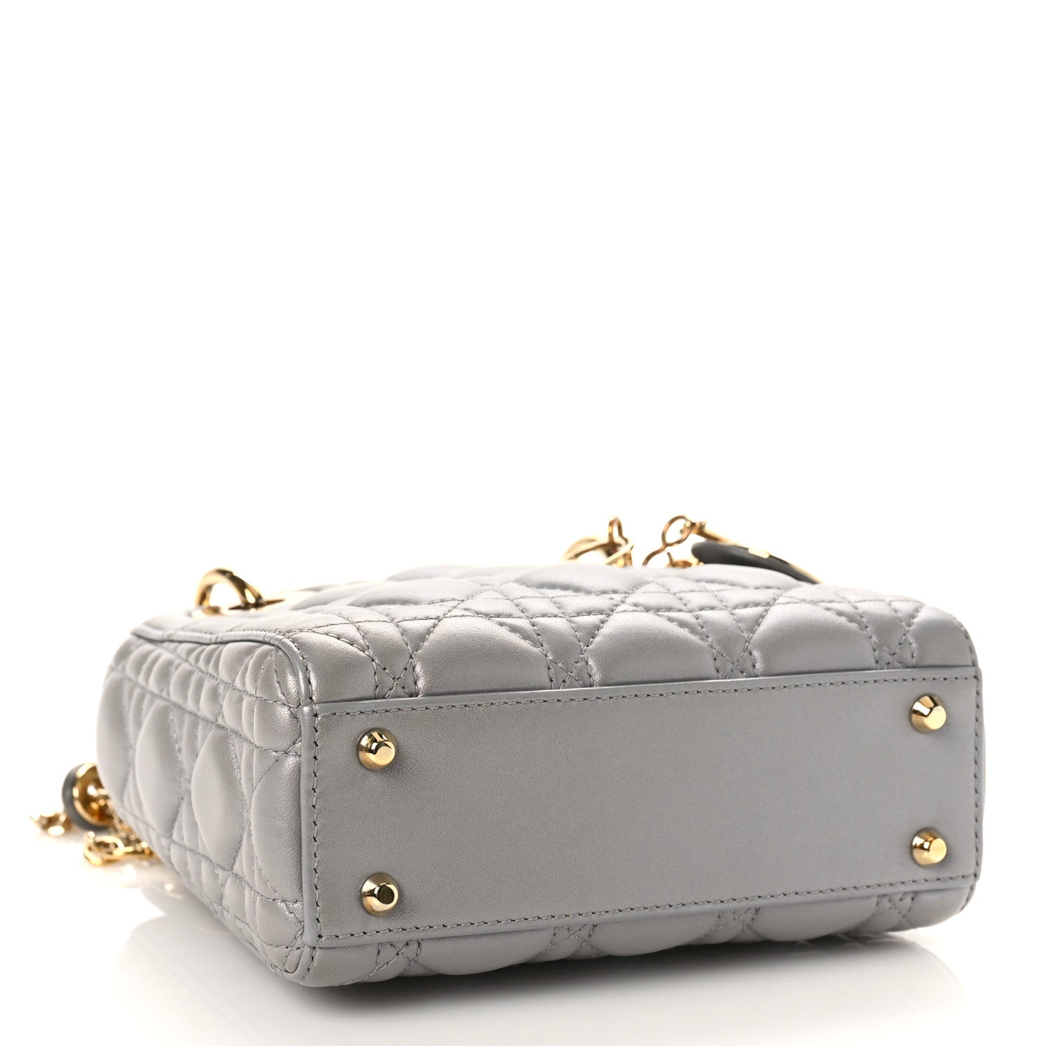 Christian Dior Lambskin Cannage Mini Lady Dior Gray Opaline 4 of 8