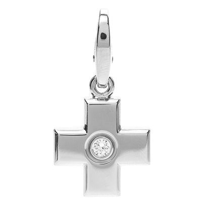 Cartier 18K White Gold Diamond Cross Charm 4 of 4