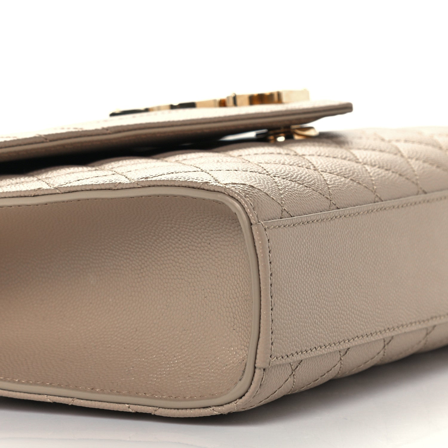 Saint Laurent Grain De Poudre Textured Mixed Matelasse Medium Triquilt Monogram Satchel Dark Beige 10 of 12