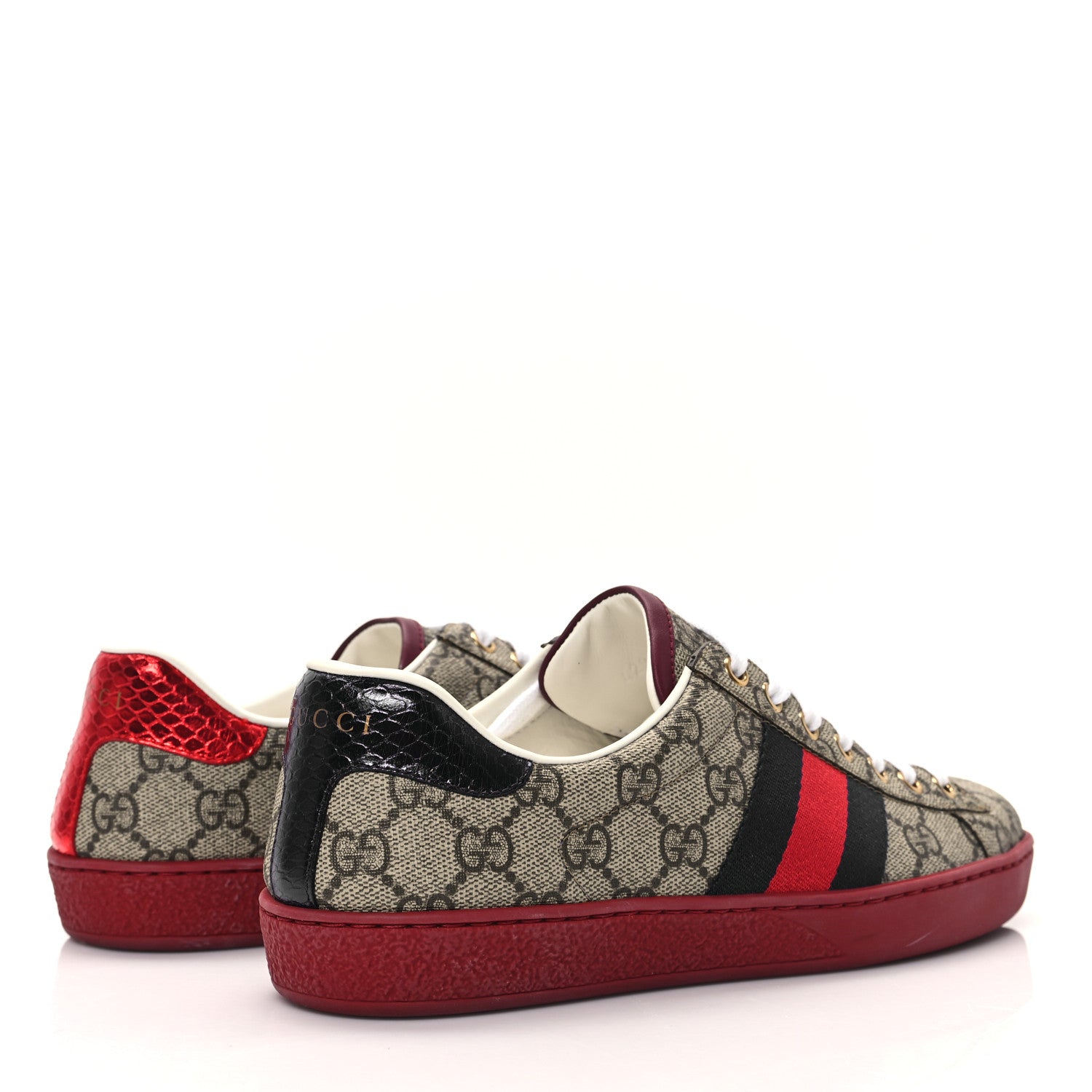 Gucci GG Supreme Monogram Ayers Mens New Ace Low-Top Sneaker 5 Blue Red 4 of 8