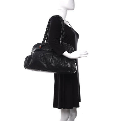 Chanel Distressed Lambskin Large Lady Braid Satchel Black 2 of 11