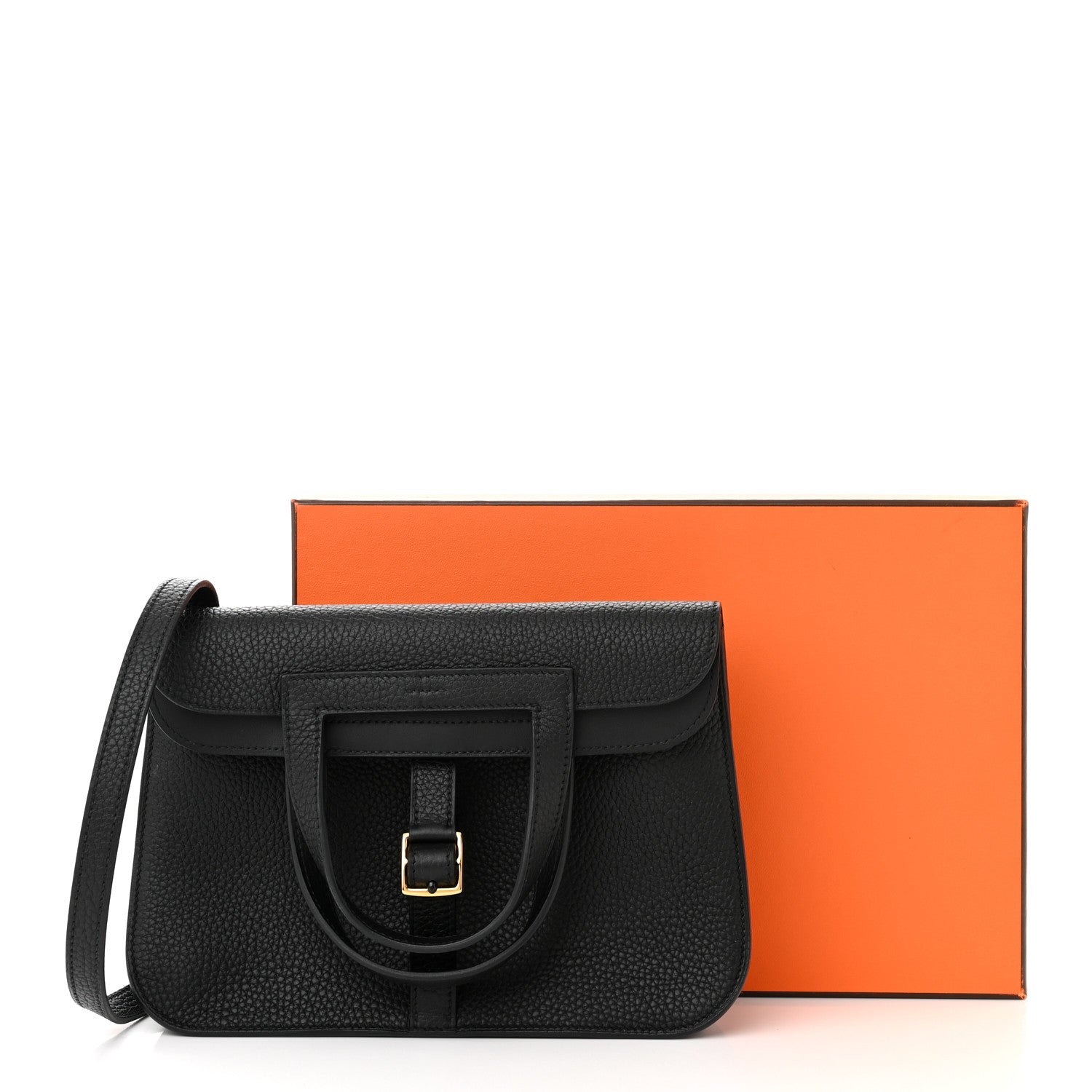 Hermes Taurillon Clemence Halzan 25 Black 11 of 11