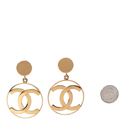 Chanel Large CC Drop Clip On Earrings Gold 2 of 4