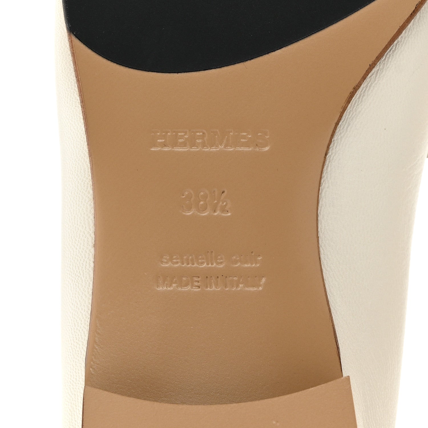 Hermes Calfskin Womens Paris Loafers 38.5 White 8 of 10