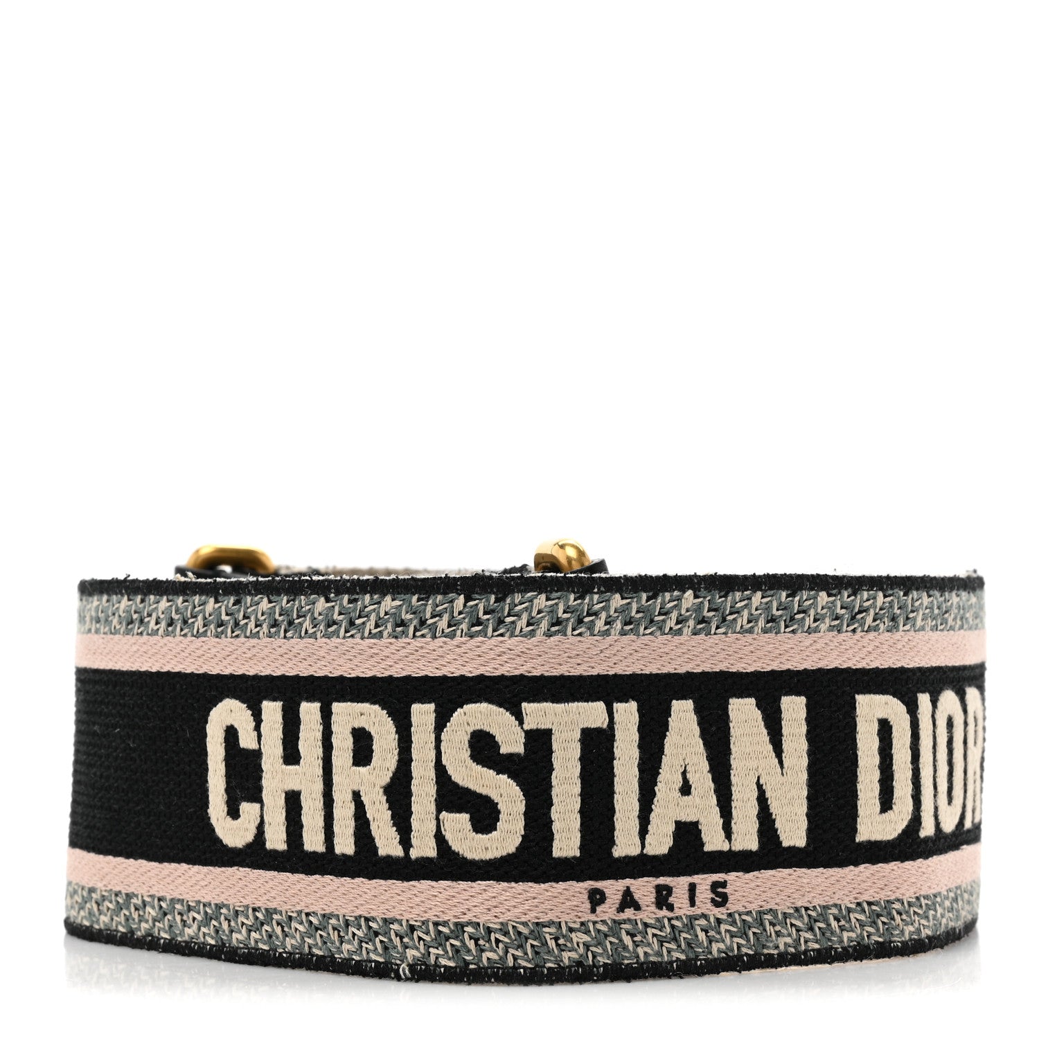 Christian Dior Canvas Embroidered Shoulder Strap Rose Multicolor 1 of 4