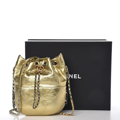 Chanel Metallic Aged Calfskin Quilted Small Gabrielle Bucket Gold 8 of 9