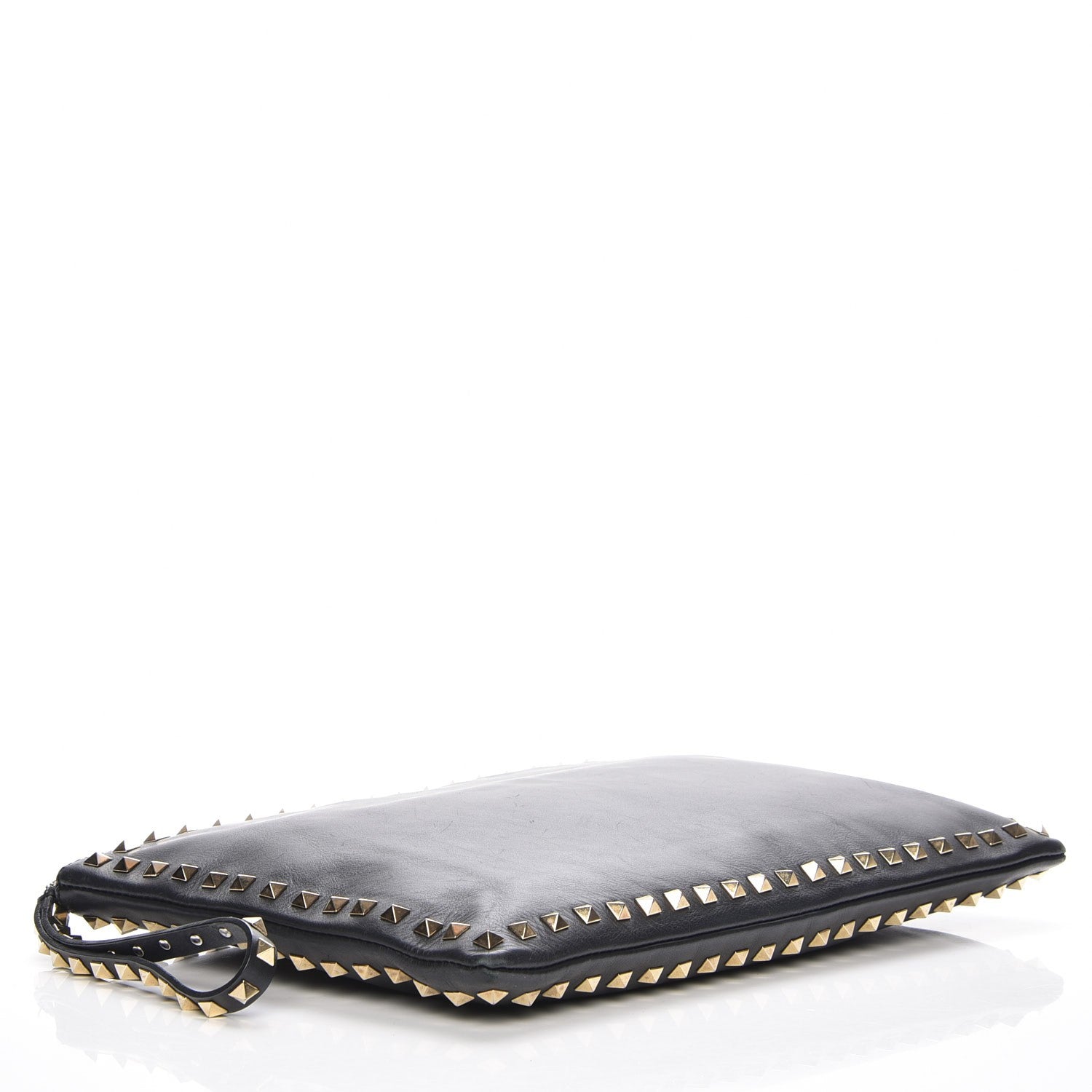 Valentino Garavani Vitello Large Rockstud Zip Wristlet Pouch Black 4 of 8