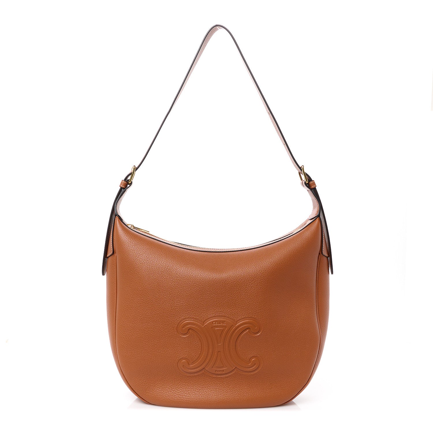 Celine Supple Calfskin Medium Triomphe Heloise Shoulder Bag Tan 1 of 11