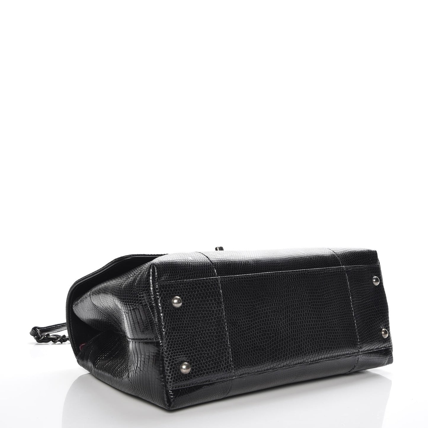 Lizard Medium Coco Handle Flap Black