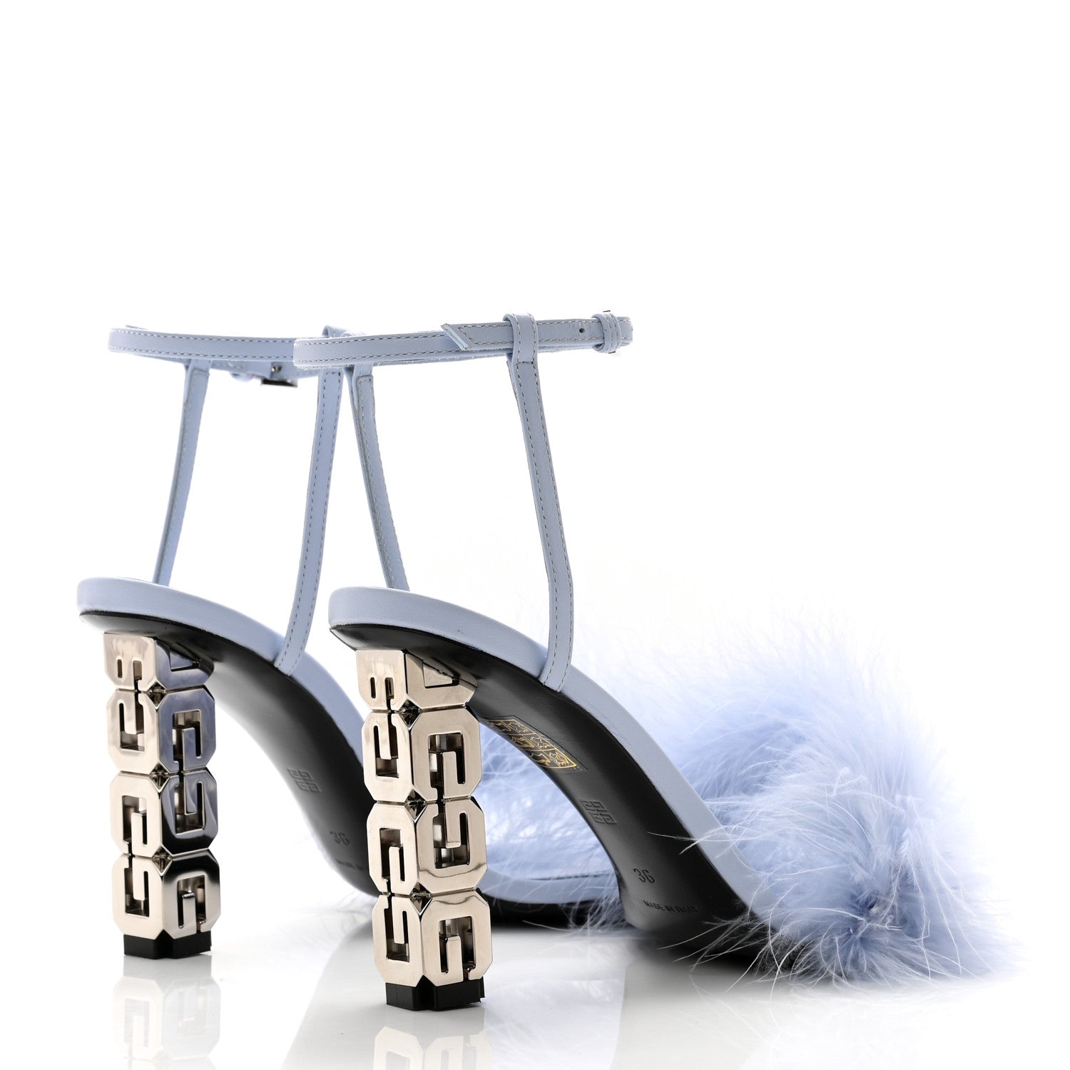 Givenchy Smooth Nappa Feather G Cube 105mm Sandals 36 Cornflower 4 of 8