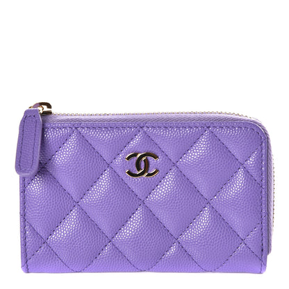 Chanel Caviar Quilted Zipped Key Holder Case Purple 1 of 11