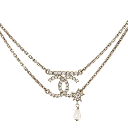 Chanel Pearl Crystal CC Star Choker Necklace Gold 1 of 5