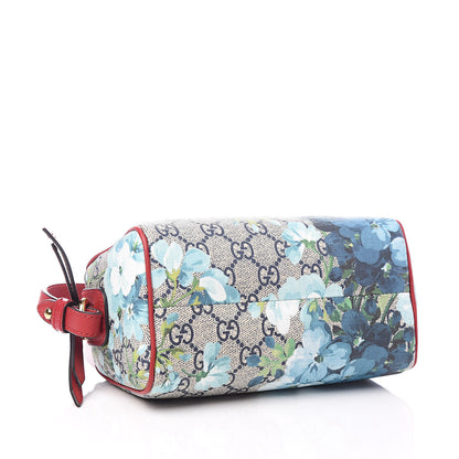 Gucci GG Supreme Monogram Blooms Mini Boston Navy Blue Hibiscus 4 of 10