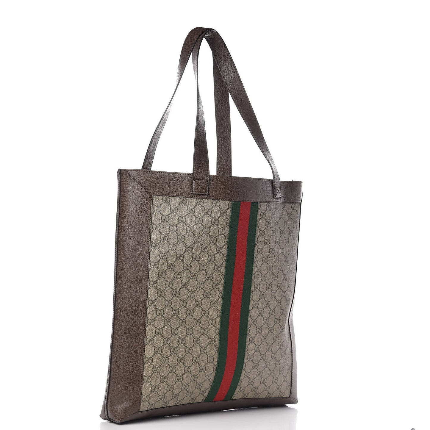 GG Supreme Monogram Web Large Ophidia Vertical Shopping Tote Brown