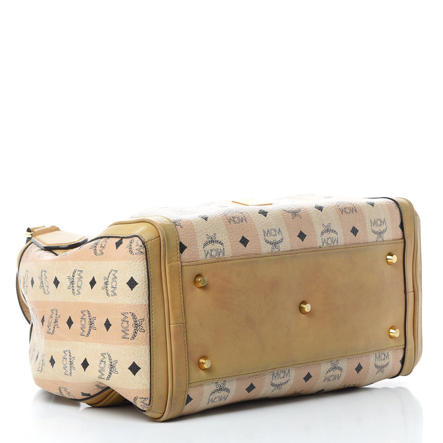 Striped Visetos Shopping Tote Beige