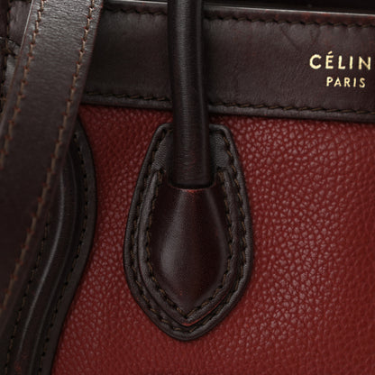 Celine Calfskin Suede Nano Tri-Color Luggage Burgundy 12 of 16