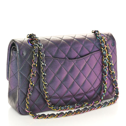 Chanel Iridescent Goatskin Quilted Medium Double Flap Purple 3 of 10