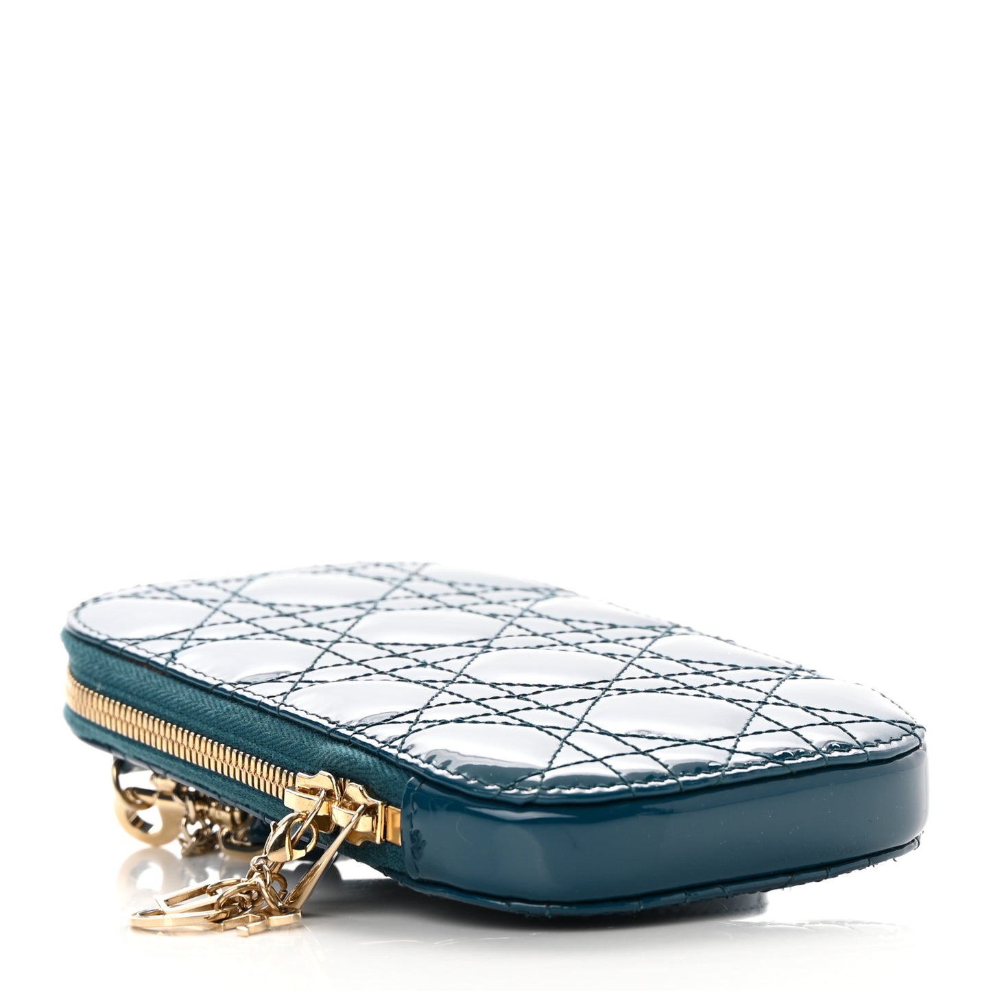 Patent Cannage Lady Dior Phone Holder Dior Blue