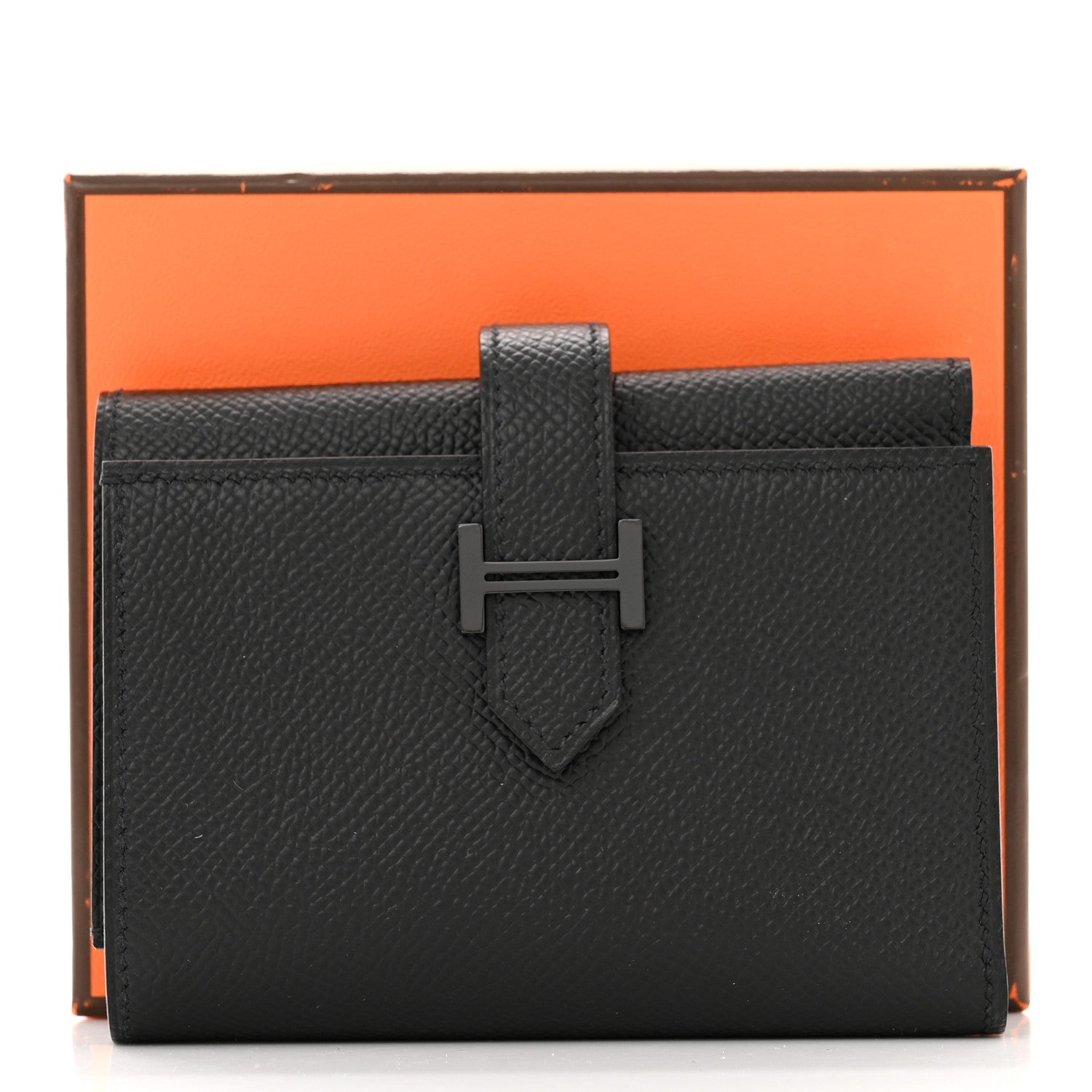 Hermes Epsom Tri-Fold Compact Monochrome Bearn Wallet Black 7 of 7