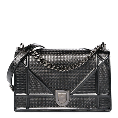 Christian Dior Metallic Patent Micro-Cannage Medium Diorama Flap Bag Onyx Black 1 of 11