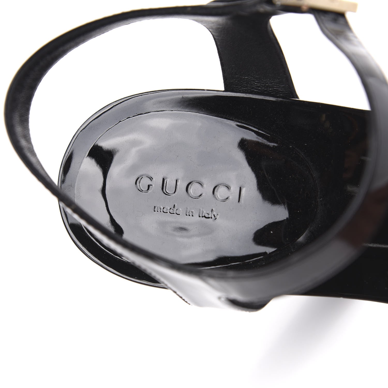 Gucci Patent Horsebit Peep Toe Heels 36.5 Black Red 9 of 10