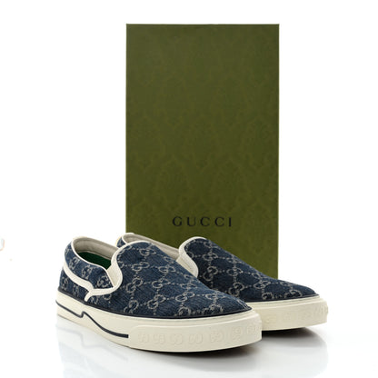 Gucci New Denim GG Monogram Mens 1977 Tennis Slip On Sneakers 7.5 Blue Tea Mystic White 8 of 8